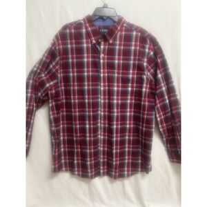 Chaps Ralph Lauren Custom Fit Shirt Mens Size XXLarge Plaid Red Navy Long Sleeve